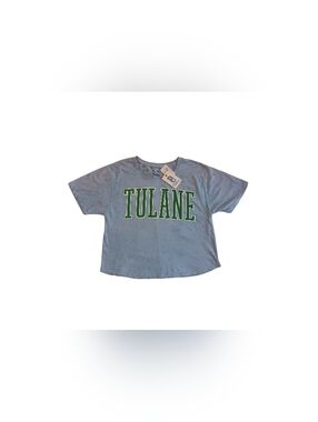 Women's Pressbox Burnt Blue Tulane University Edith Vintage Burnout Crop Tee